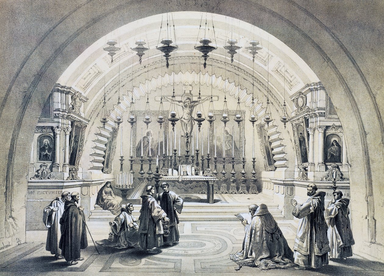 Innenansicht der Kirche des Heiligen Grabes, Jerusalem von David Roberts