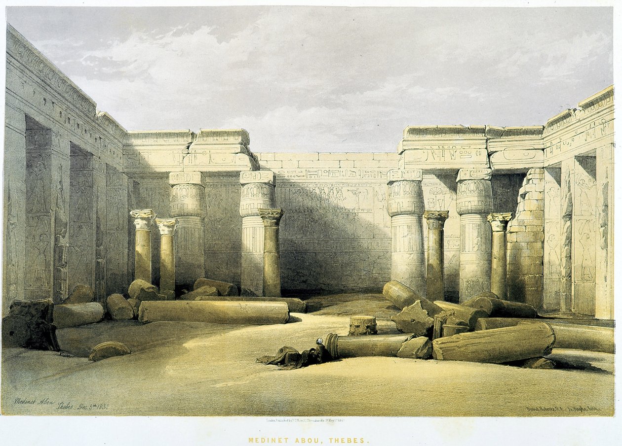 Medinet Abu (Medinet-Habou), Theben - in „Das Heilige Land“, London 1849 von David Roberts