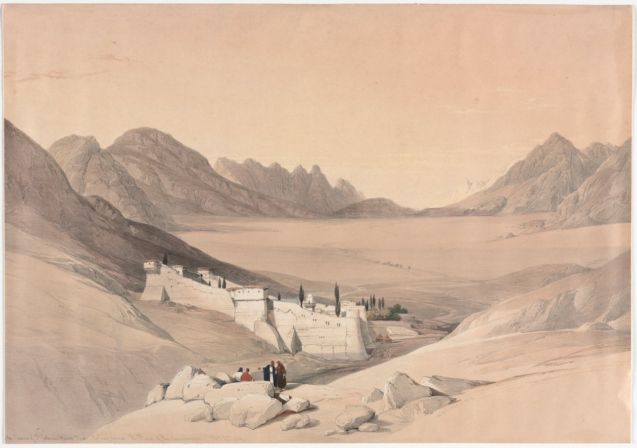 Das Kloster St. Katharina, Berg Sinai, Blick auf die Ebene des Lagers von David Roberts
