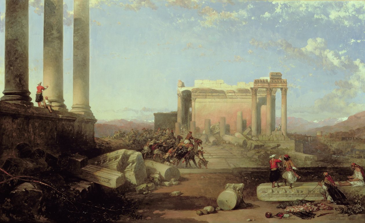 Die Ruinen des Sonnentempels in Baalbek, 1861 von David Roberts
