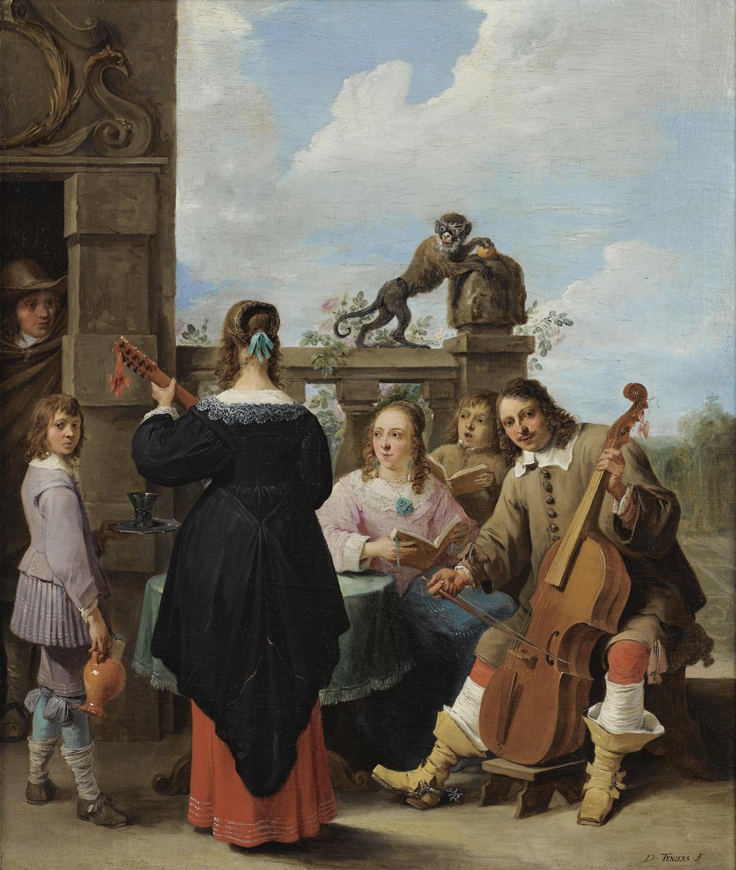 Ein Familienkonzert auf einer Terrasse von David Teniers the Younger