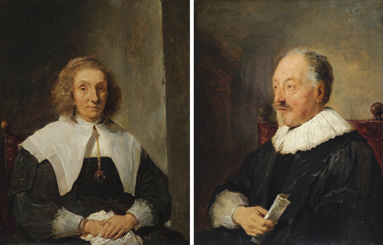 Porträt einer Frau und Porträt eines Mannes von David Teniers the Younger