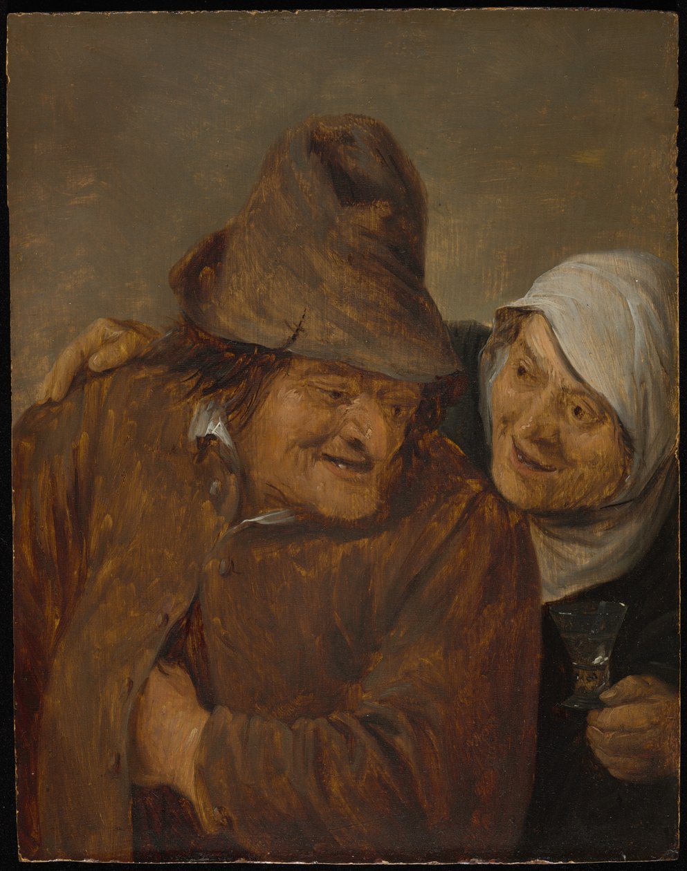 Zwei Bauern mit einem Glas Wein von David Teniers the Younger