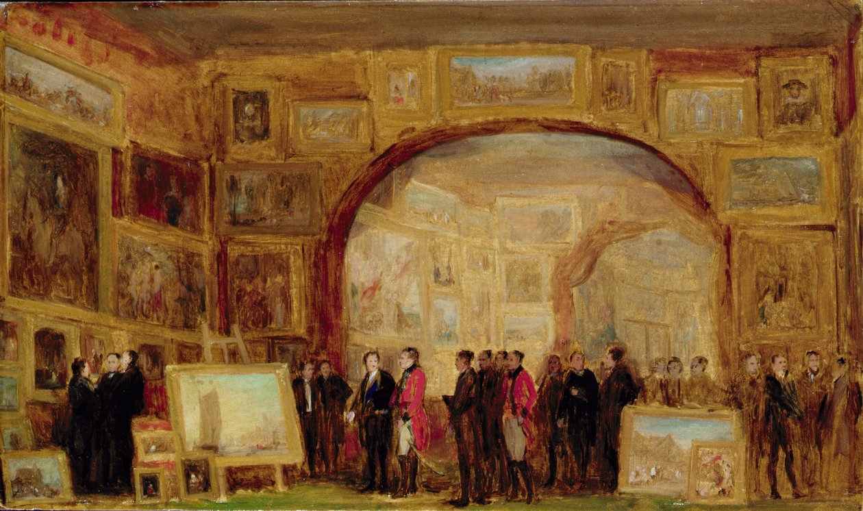 Eine Ausstellung alter Meister in der British Institution von David Wilkie