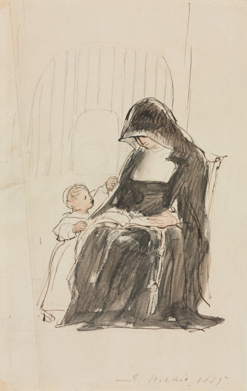 Nonne liest einem Kind vor, 1835 von David Wilkie