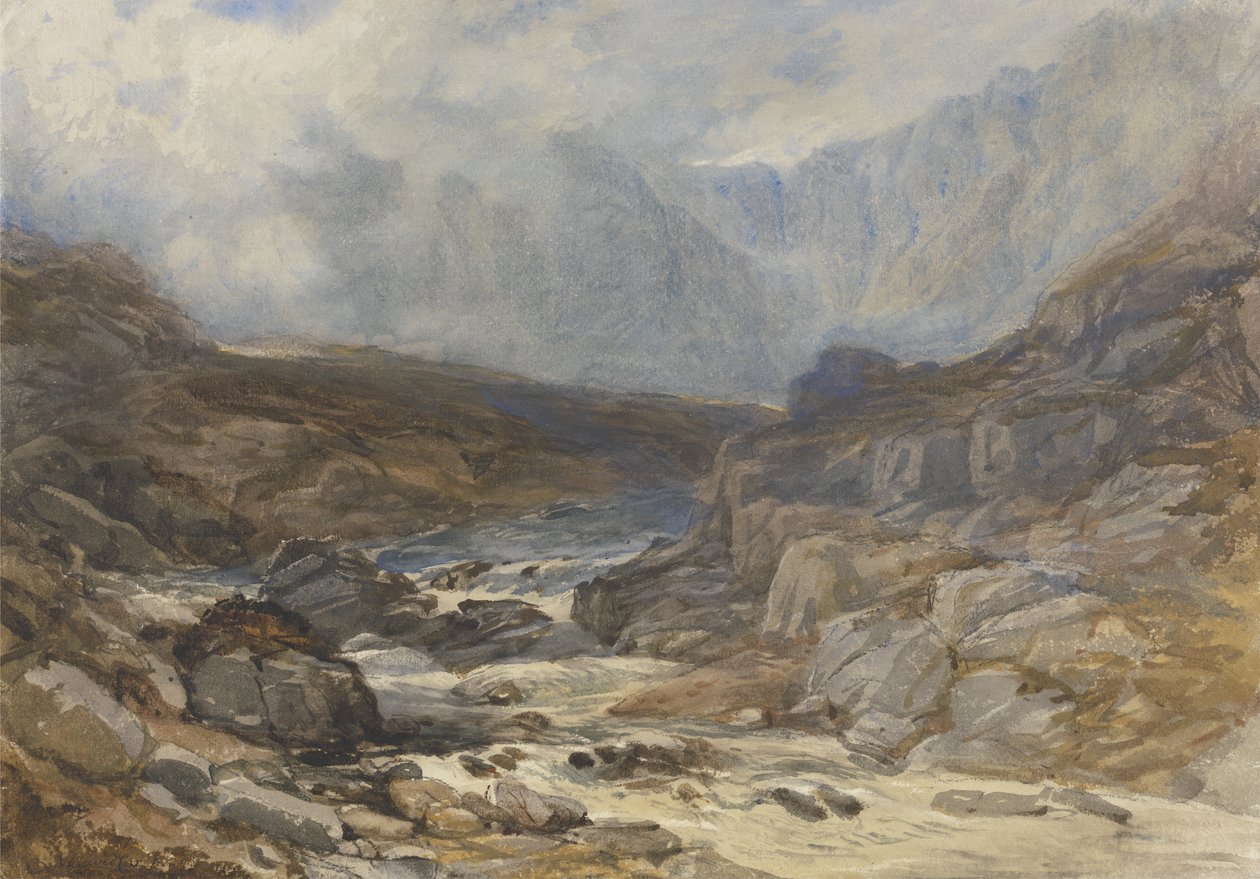 Walisische Bergszene mit reißendem Fluss von David the younger Cox