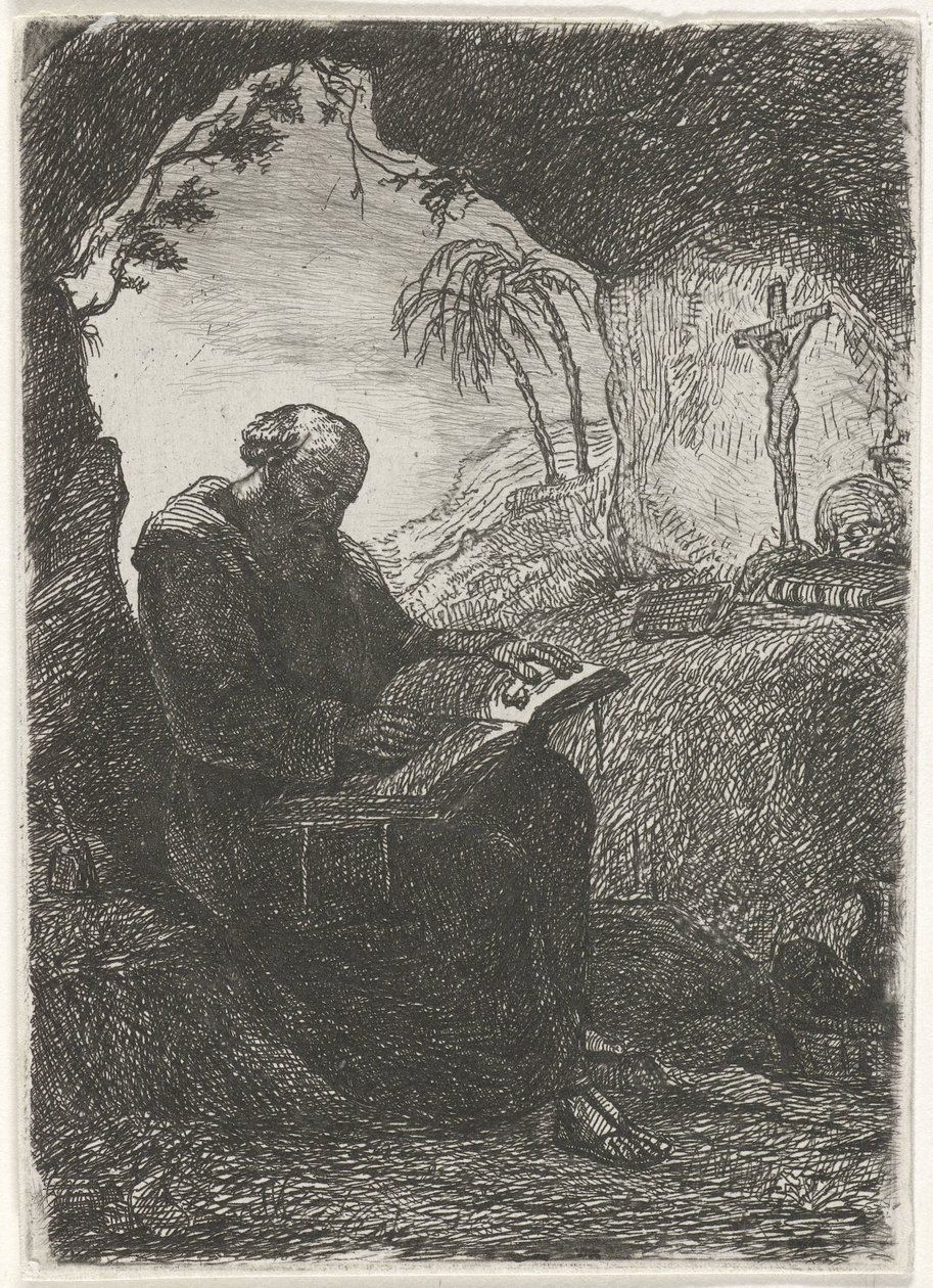 Mönch in einer Grotte von David van der Kellen