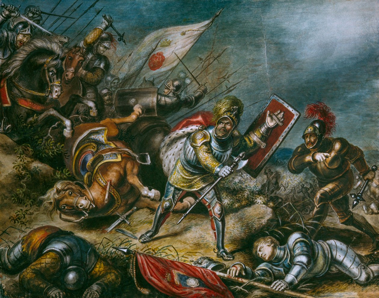 Ein Gemälde zeigt Richard III. im Kampf zu Fuß auf dem Bosworth-Feld von Dean Conger