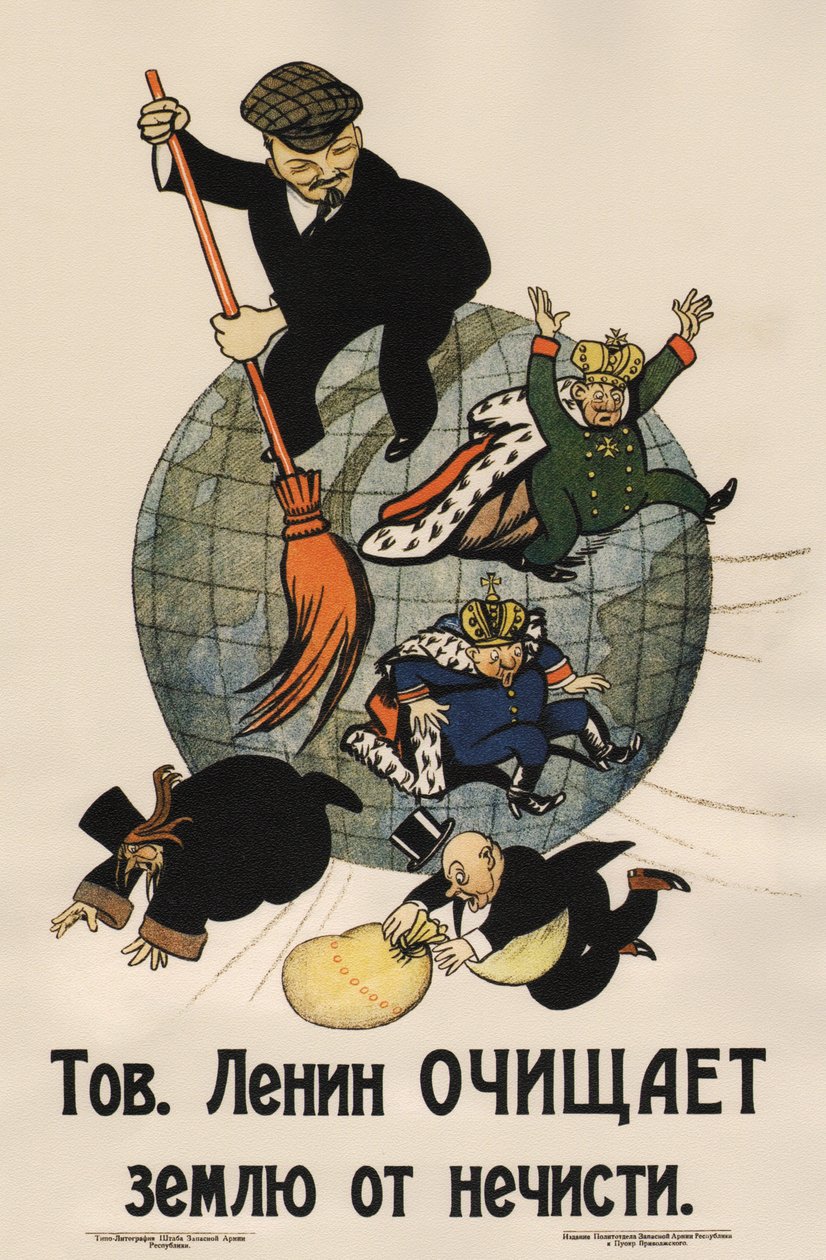 Genosse Lenin reinigt das Land von Müll (Plakat), 1920 von Deni