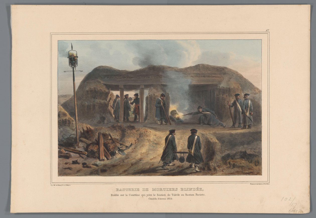Abfeuern eines Mörsers, 1832 von Denis Auguste Marie Raffet