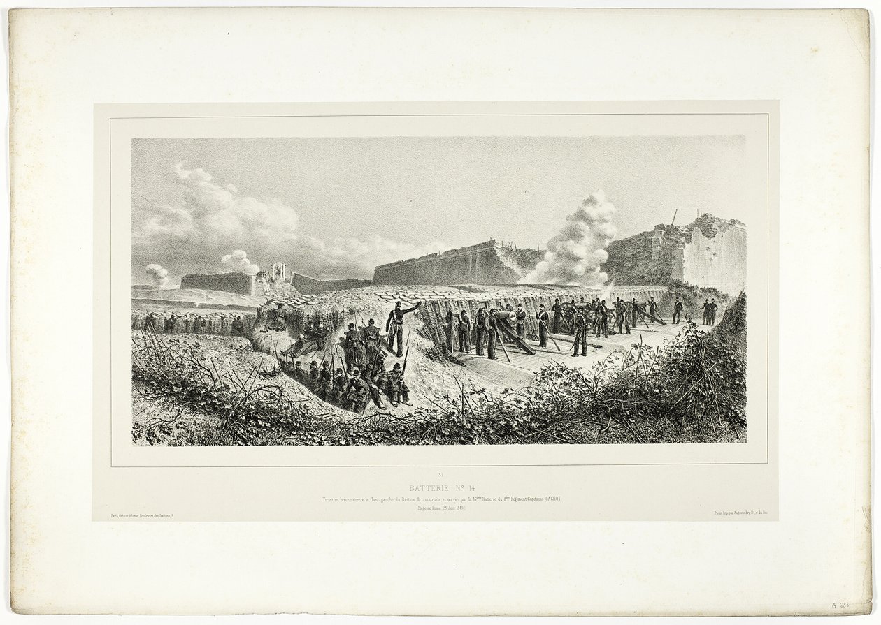 Batterie Nr. 14, aus Souvenirs d’Italie: Expédition de Rome von Denis Auguste Marie Raffet