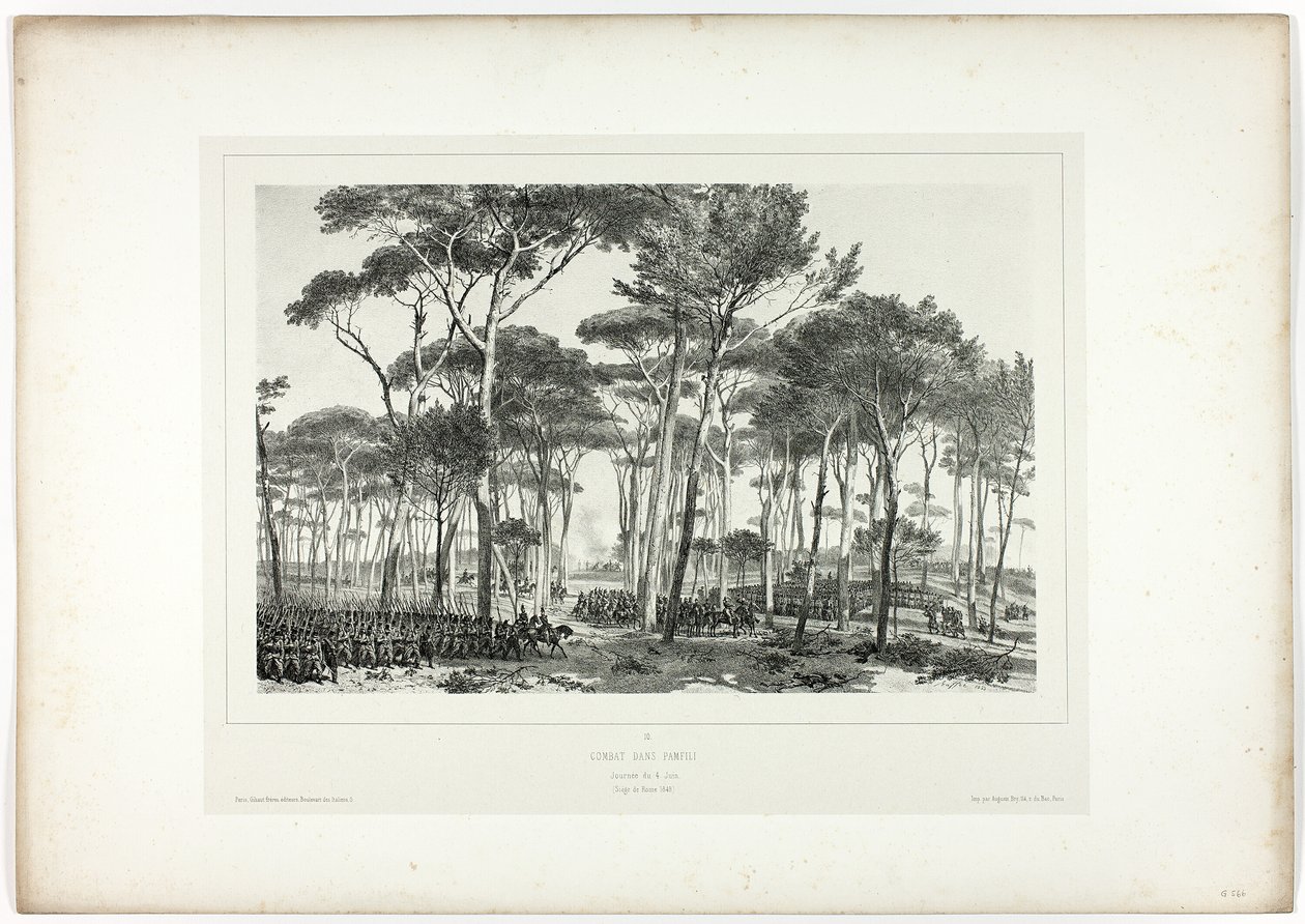 Kampf in Pamfili, aus Souvenirs d’Italie: Expédition de Rome von Denis Auguste Marie Raffet