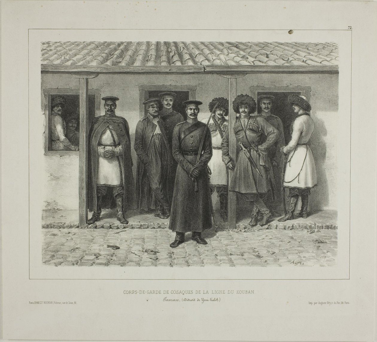 Kosakenleibwächter der Linie, Kuban, Taman, Straße von Yeni-Kale, 9. Oktober 1837 von Denis Auguste Marie Raffet