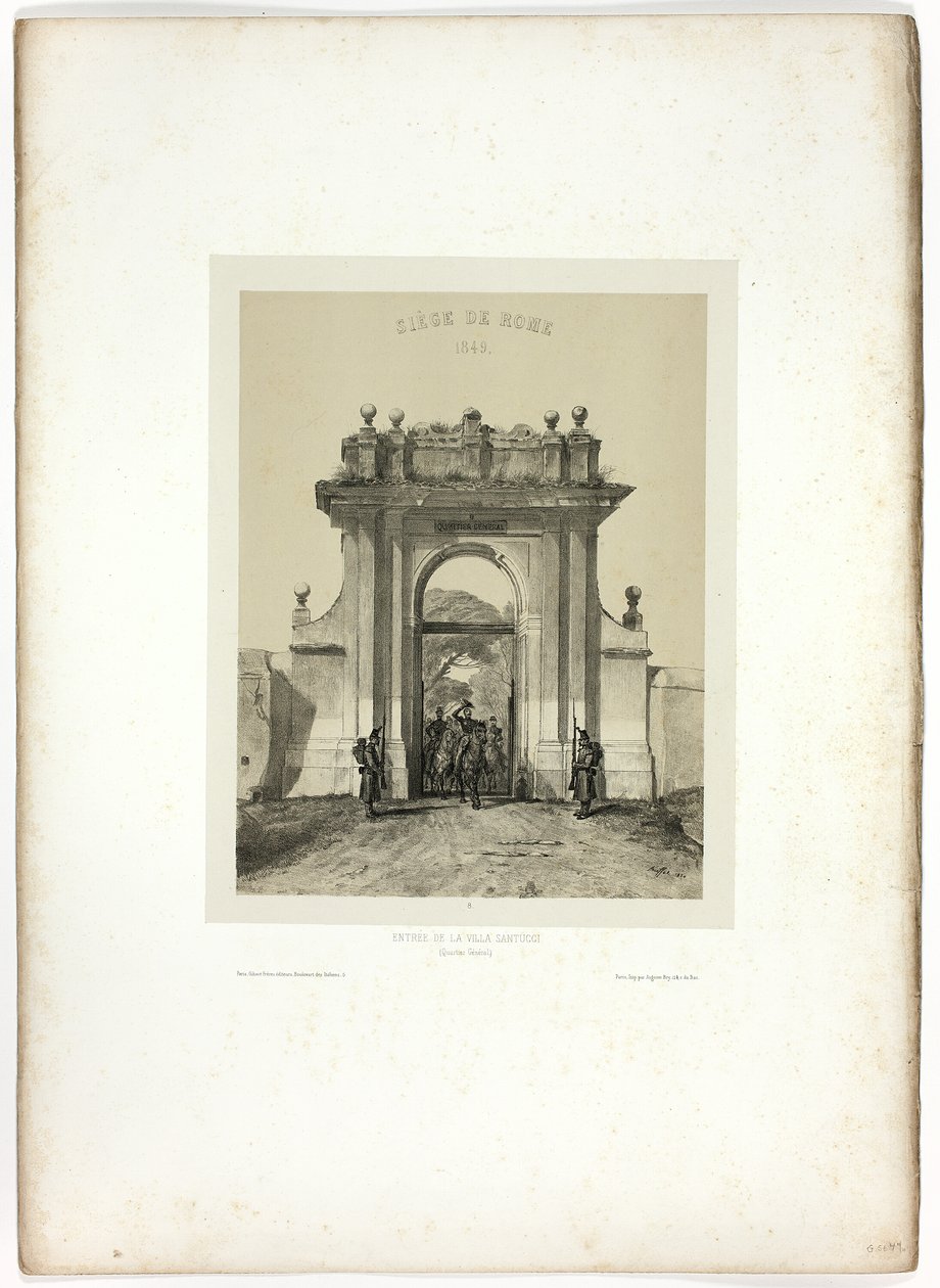 Betreten der Villa Santucci, aus Souvenirs d’Italie: Expedition nach Rom von Denis Auguste Marie Raffet