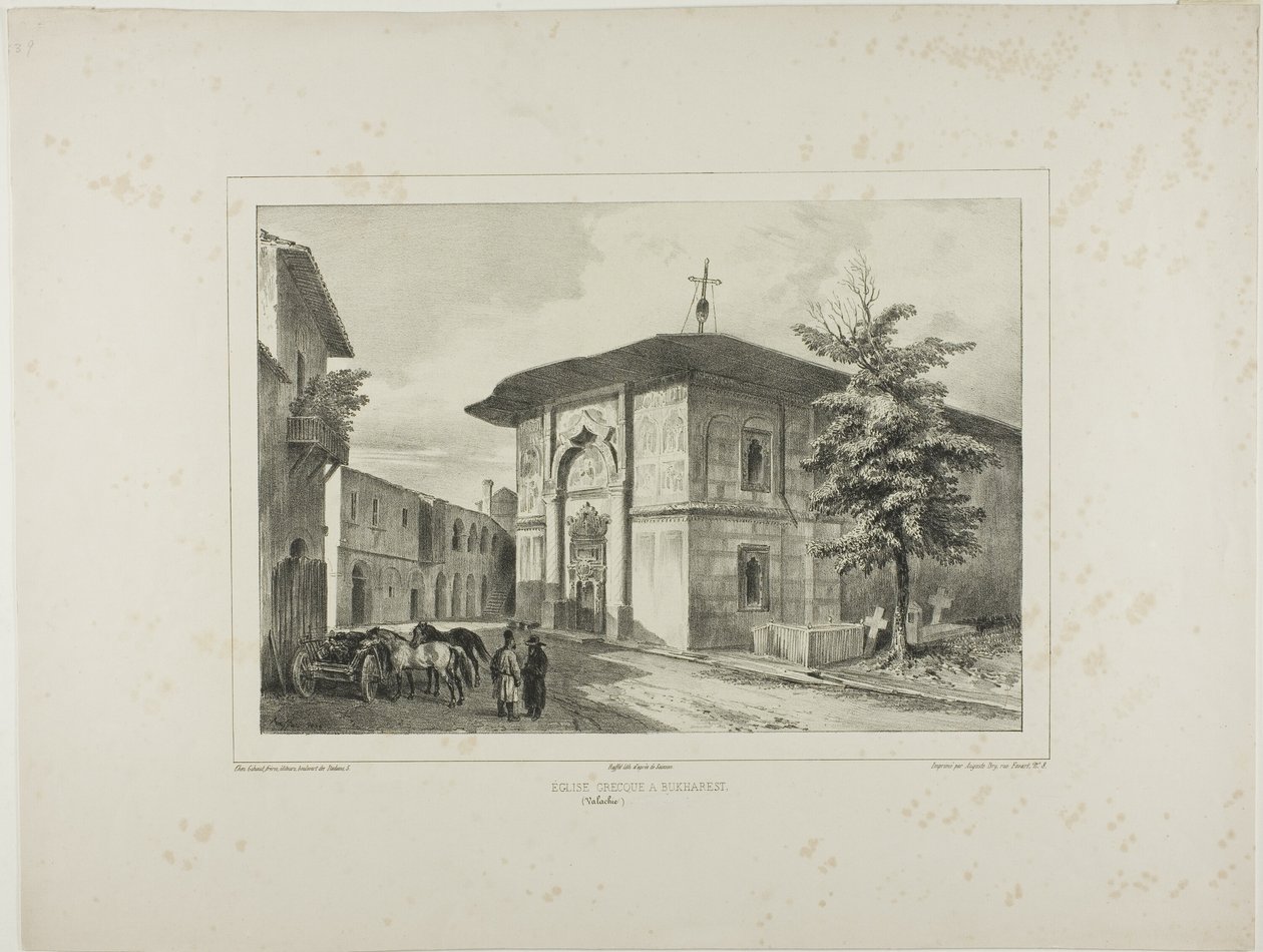 Griechische Kirche, Bukarest, Walachei, 15. Juli 1837 von Denis Auguste Marie Raffet