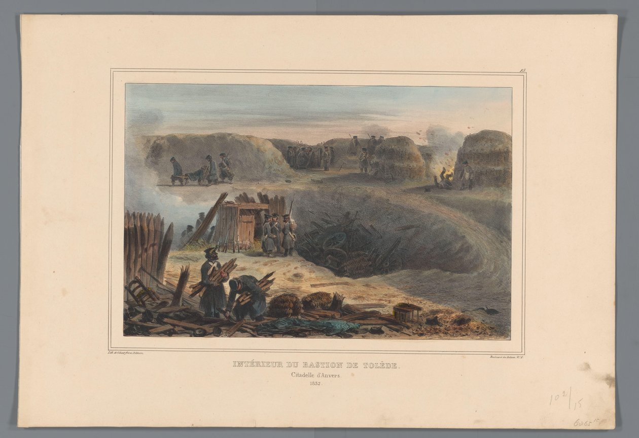 Militärs in einem Bastion, 1832 von Denis Auguste Marie Raffet