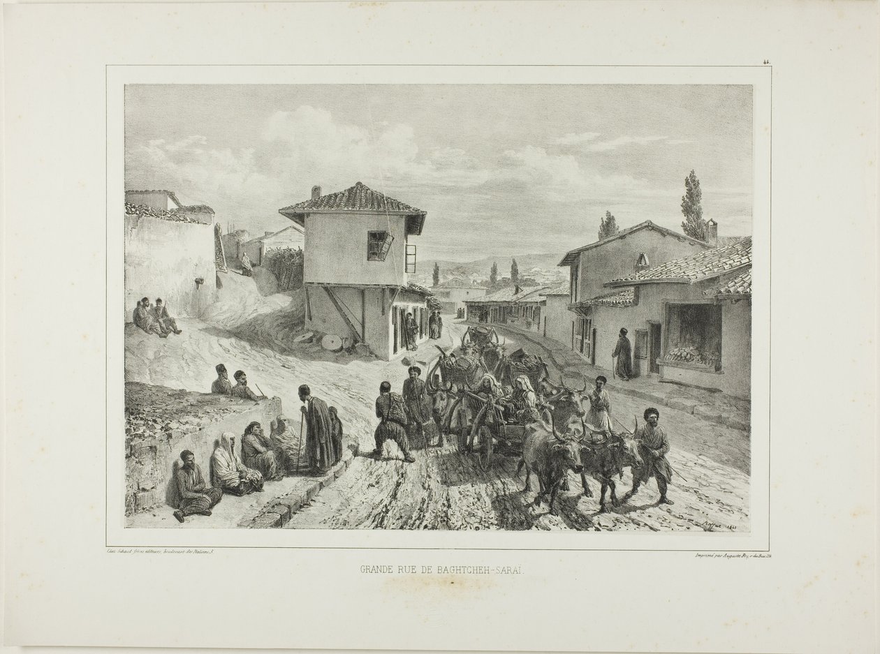 Die Hauptstraße von Baghtcheh-Saraï, Krim, 19. August 1837 von Denis Auguste Marie Raffet