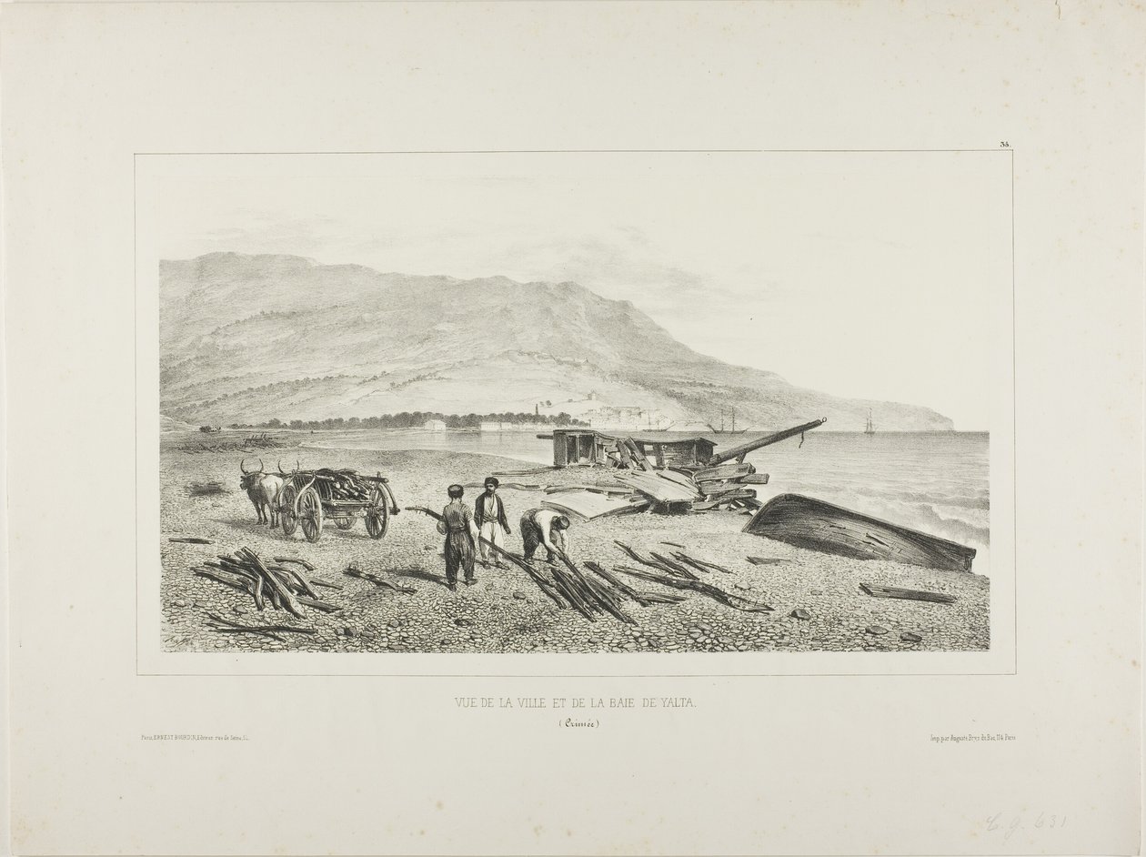 Ansicht des Dorfes und der Bucht von Jalta, Krim, 15. August 1837 von Denis Auguste Marie Raffet