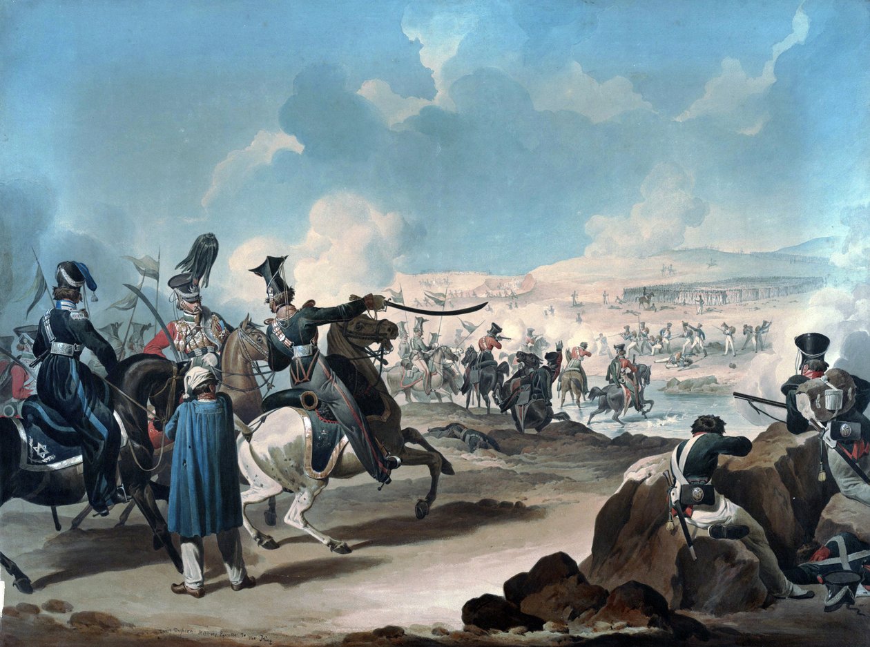 Russische Kavallerie greift französische Infanterie bei Borodino an von Denis Dighton