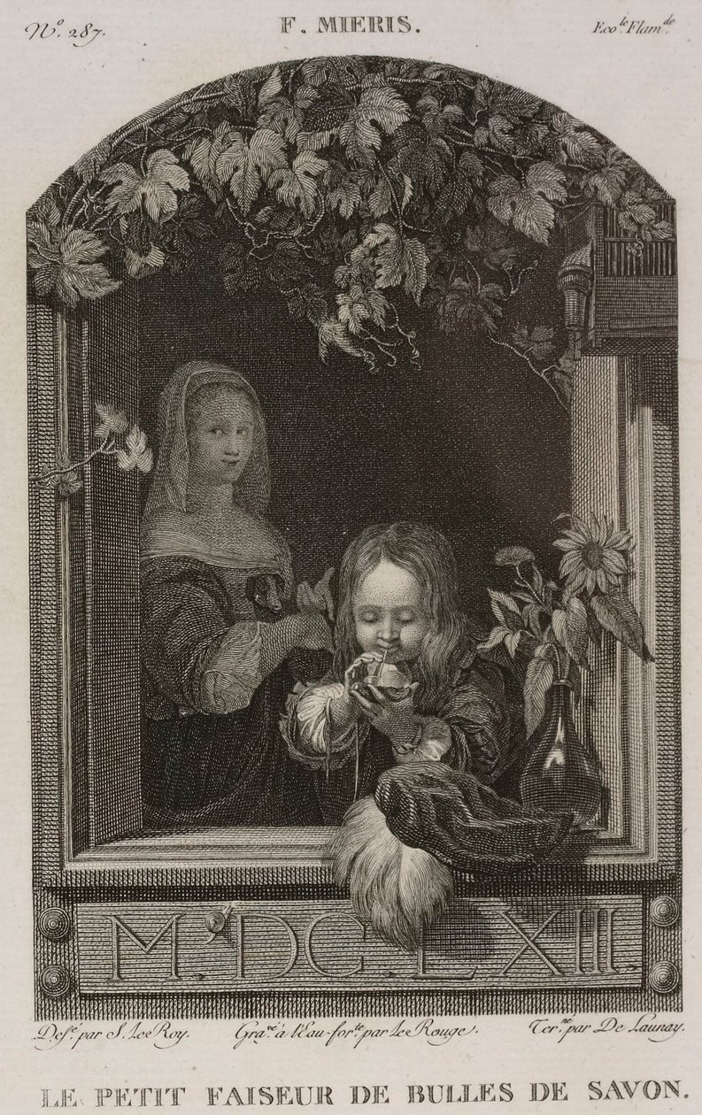 Der kleine Seifenblasenmacher, nach Frans van Mieris dem Älteren von Denis Sebastien Leroy