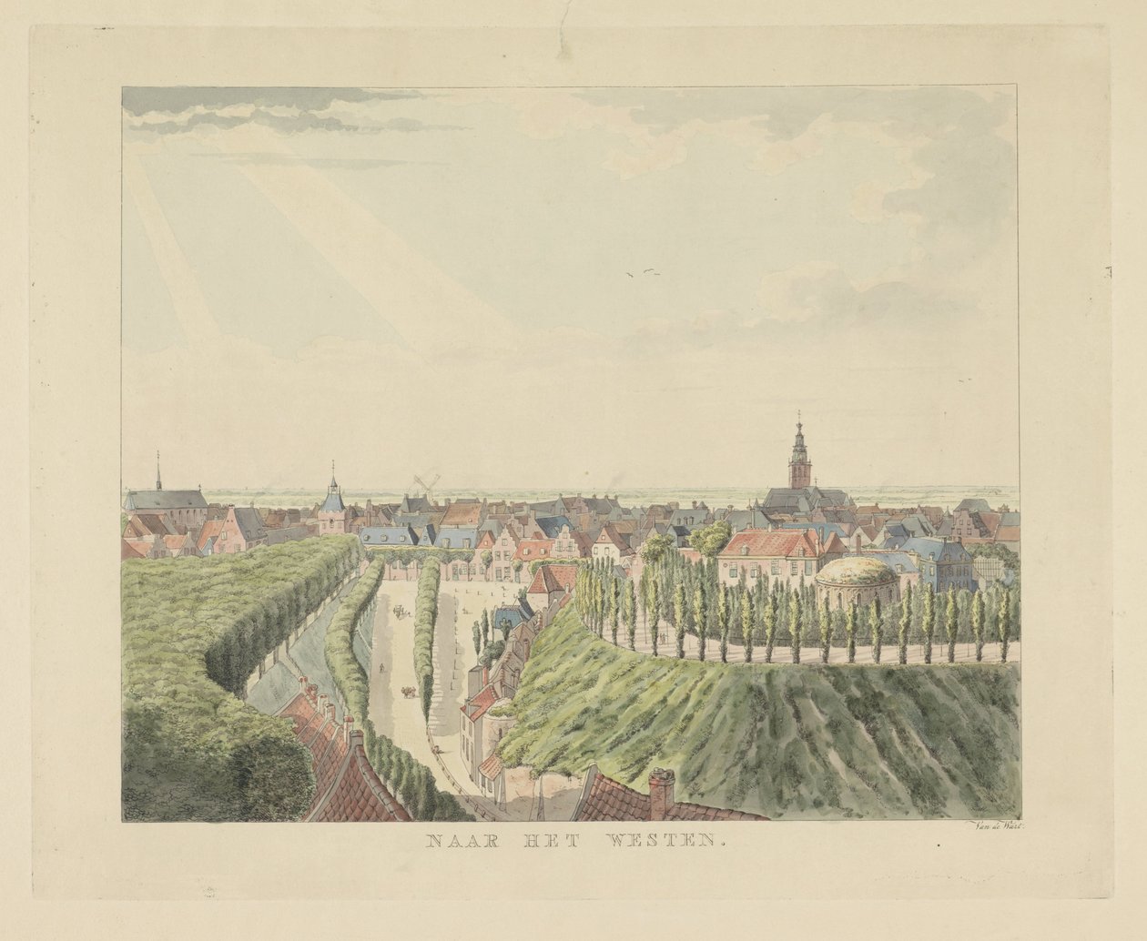 Nijmegen, Blick von der Belvédère nach Westen von Derk Anthony van de Wart