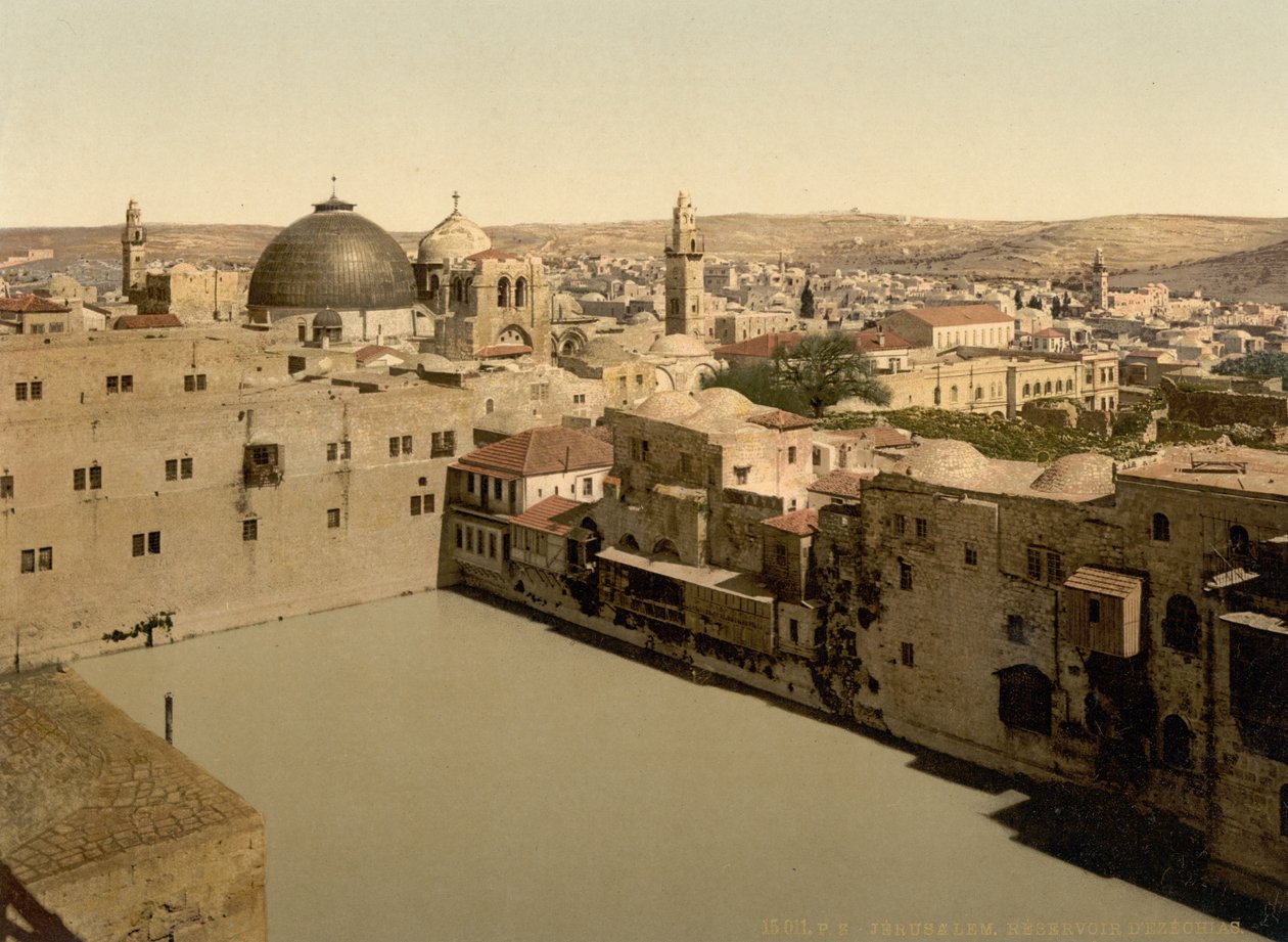 Der Teich von Hiskia, Jerusalem, Heiliges Land, ca. 1890-1900 von Detroit Photographic Co.