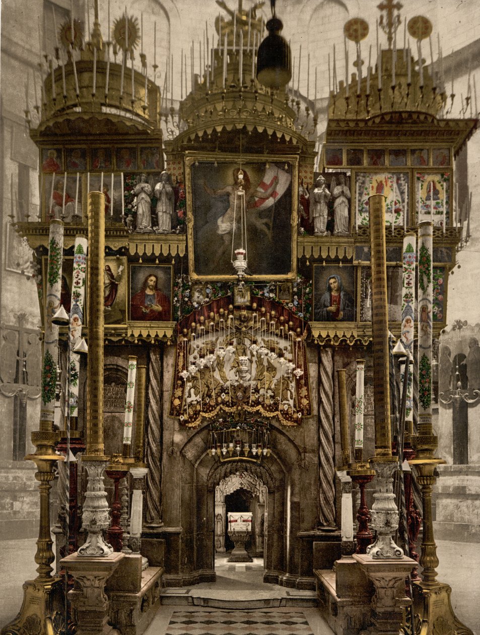 Das Innere des Heiligen Grabes, Jerusalem, Heiliges Land, ca. 1890-ca. 1900 von Detroit Photographic Co.