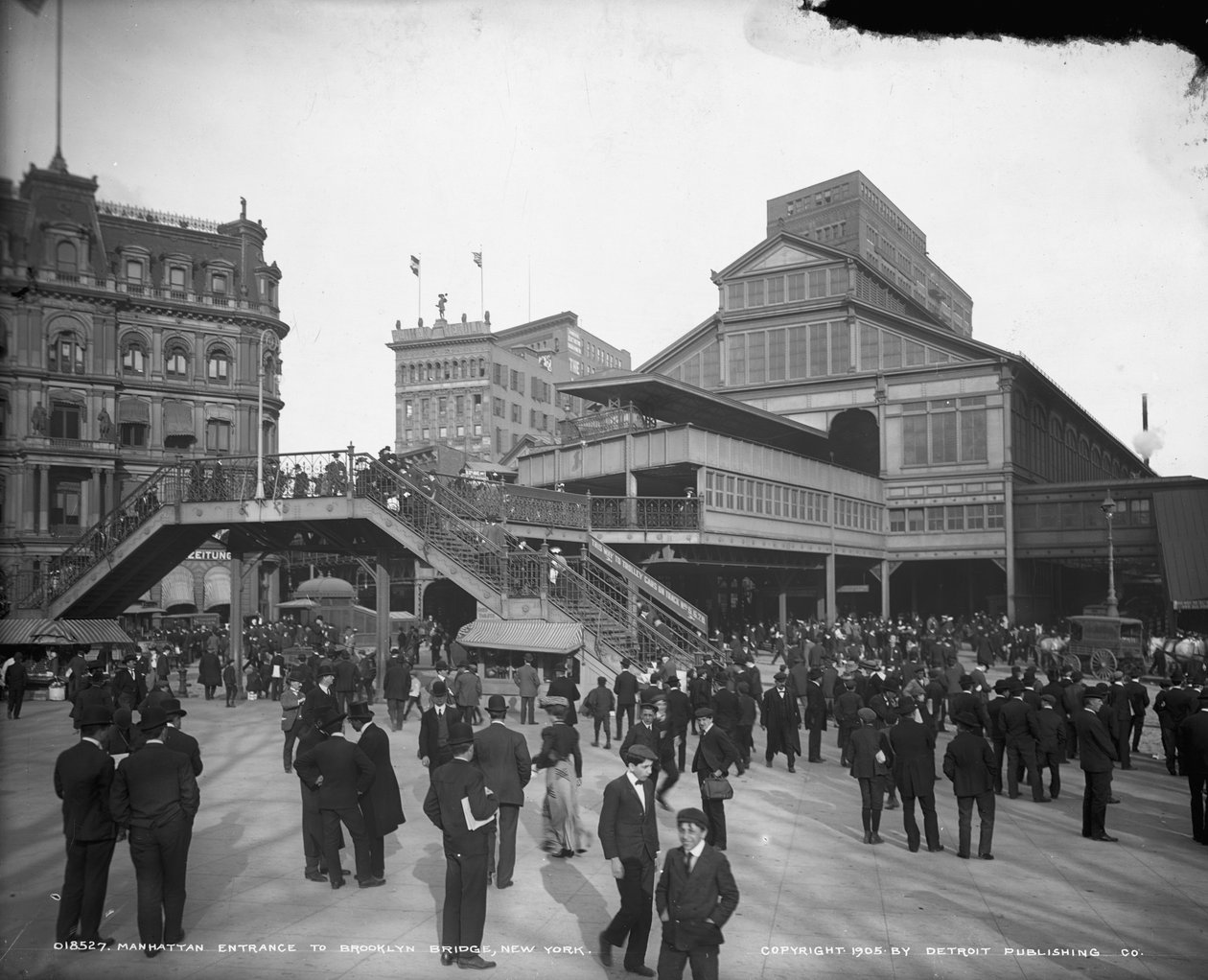 Manhattan-Eingang zur Brooklyn Bridge, New York, ca. 1905 von Detroit Publishing Co.