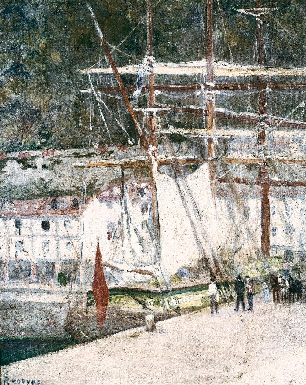"Ansicht des Hafens von San Sebastian (San Sebastian, San Sebastian) in Spanien". Gemälde von Dario de Regoyos (1875-1913) San Sebastian. Städtisches Museum von San Telmo von Diario or Dario de Regoyos y Valdes