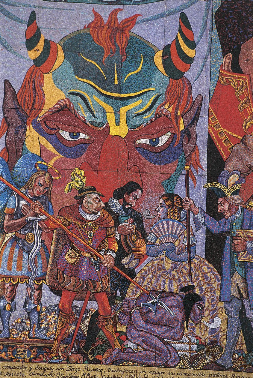 Nahaufnahme eines Gemäldes, Insurgentes-Theater, Mexiko-Stadt, Mexiko von Diego Rivera