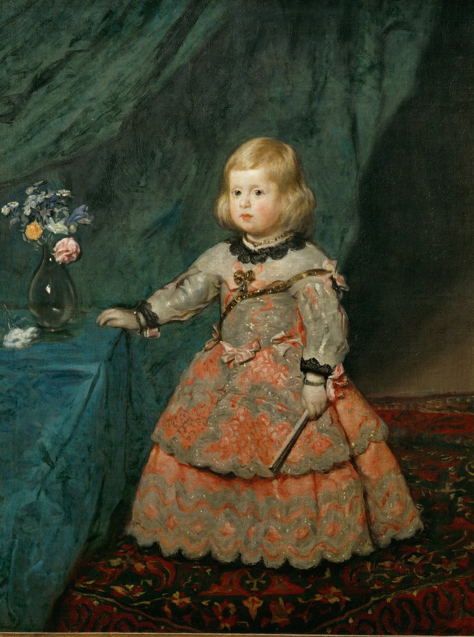 Die Infantin Margarita Teresa in einem rosa Kleid von Diego Rodriguez de Silva y Velazquez