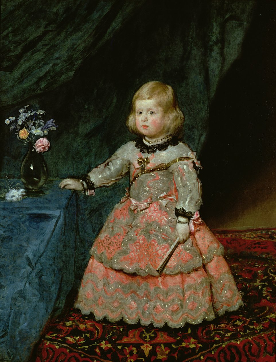 Die Infantin Margarita Teresa von Spanien in einem roten Kleid von Diego Velázquez