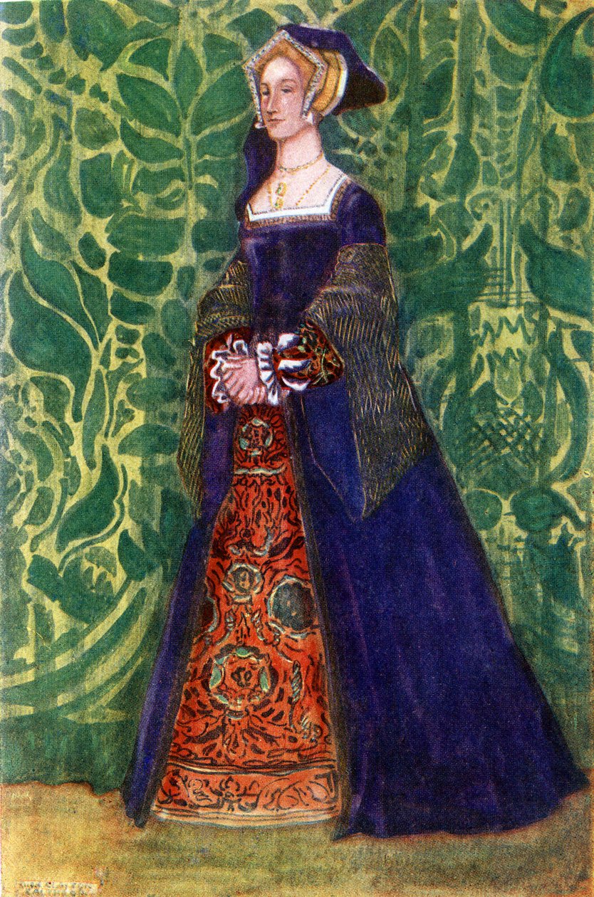 Frauenkostüm zur Zeit von Heinrich VIII (1509-1547) von Dion Clayton Calthrop