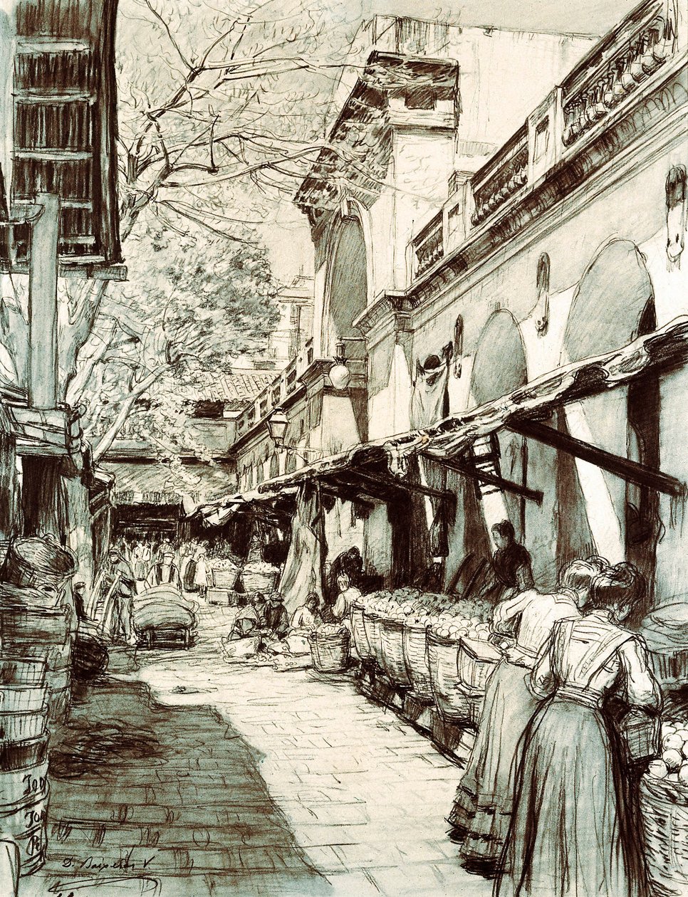 Der Marktplatz von Saint Catherine in Barcelona von Dionisio Baixeras Verdaguer