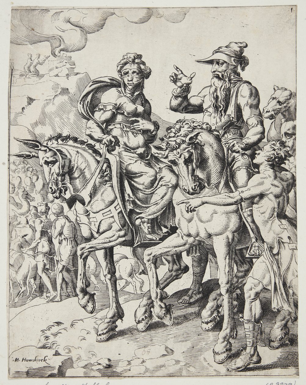 Abraham und Sarah betreten Ägypten von Dirck Volckertsz. Coornhert