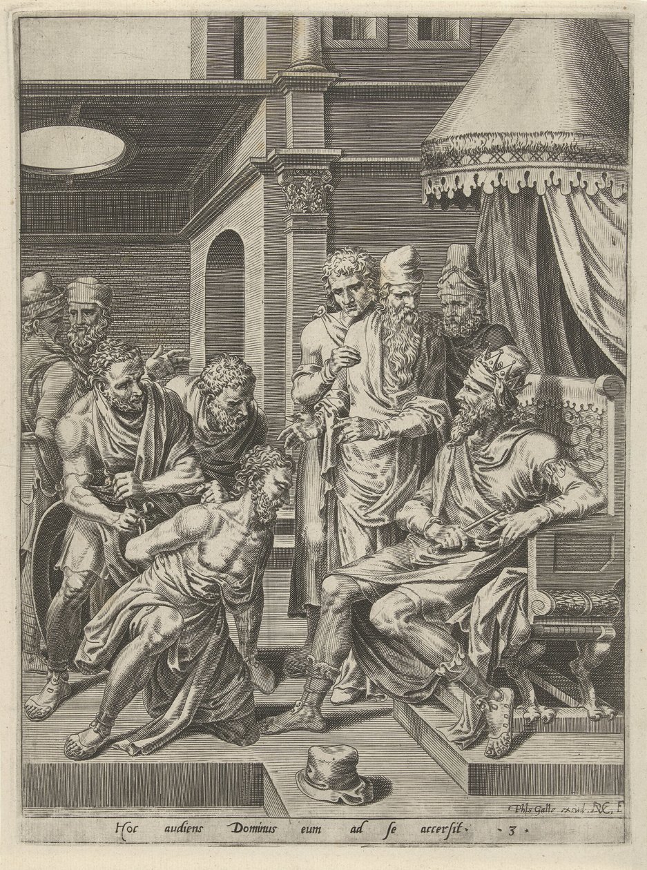 Tadel und Verurteilung des undankbaren Knechts (Gleichnis vom undankbaren Knecht, Serie) von Dirck Volckertsz. Coornhert