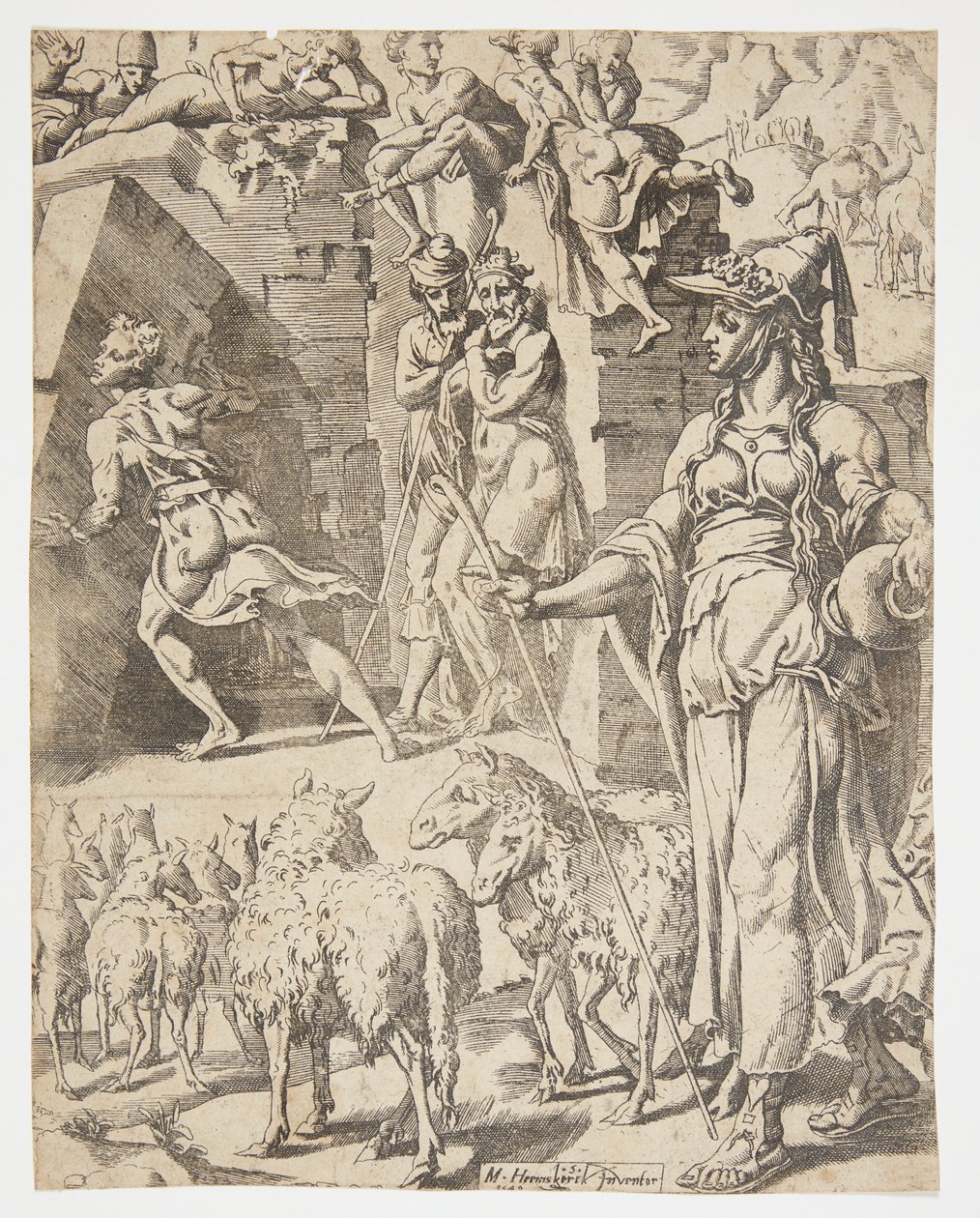 Jakob rollt den Stein vom Mund des Brunnens von Dirck Volckertsz. Coornhert