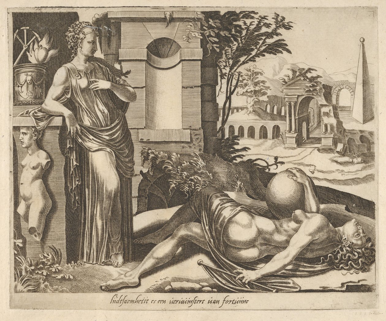Geduld als Sieger über das Schicksal aus Sechs Sprüche über das Schicksal (ca. 1560) von Dirck Volkertsen Coornhert