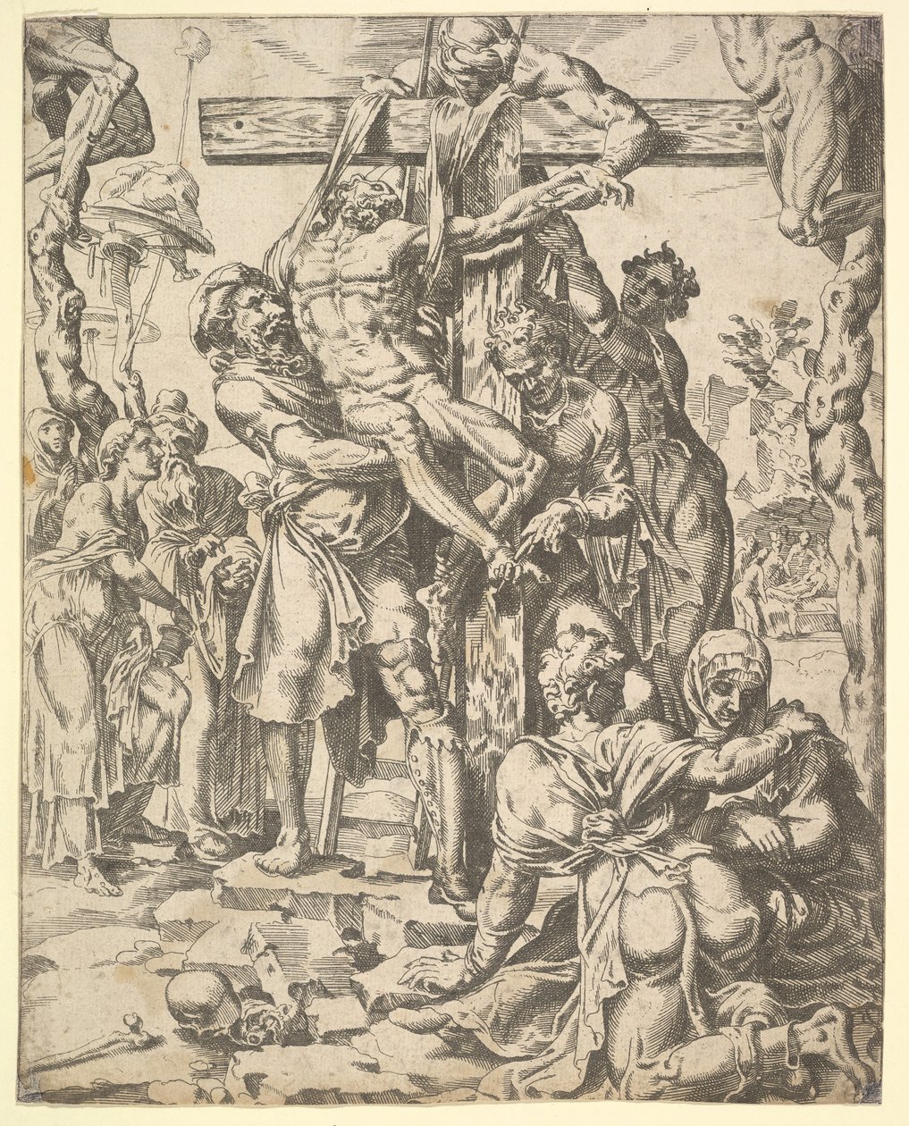 Die Kreuzabnahme, aus Der Fall und die Erlösung der Menschheit durch das Leben und Leiden Christi, 1548 von Dirck Volkertsen Coornhert