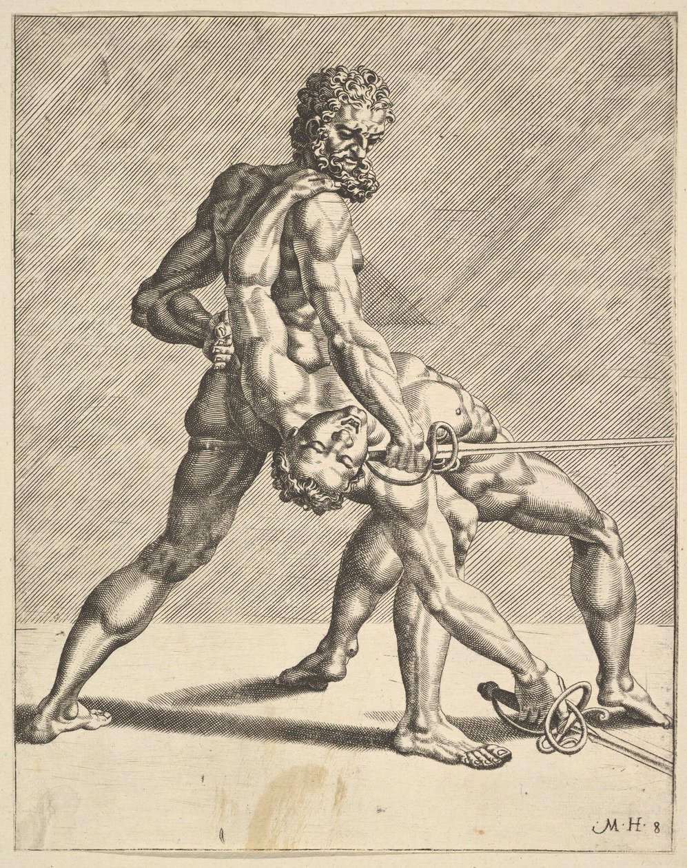 Zwei Fechter, aus Fechter, Platte 8, 1552 von Dirck Volkertsen Coornhert