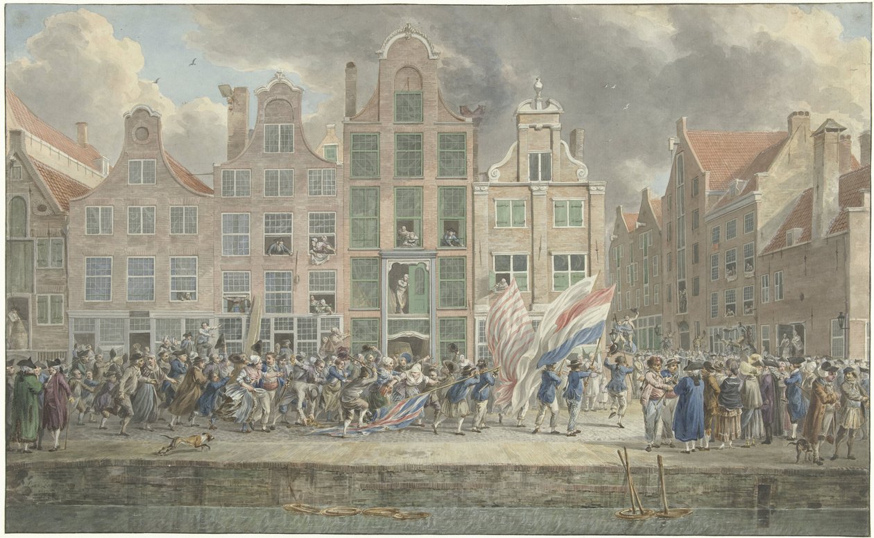 Anti-englische Demonstration in Rotterdam, 2. März 1781 von Dirk Langendijk (signed by artist)