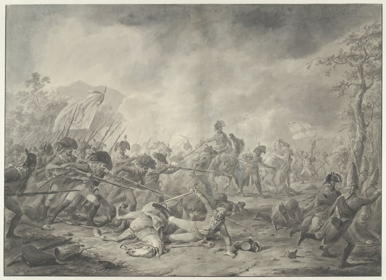 Gefangennahme des russischen Generals Hermann während der Schlacht bei Bergen, 1799 von Dirk Langendijk (signed by artist)