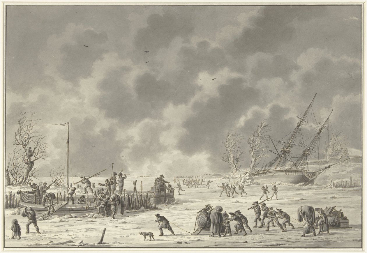 Flucht der Landzaten nach Texel, Januar 1795 von Dirk Langendijk