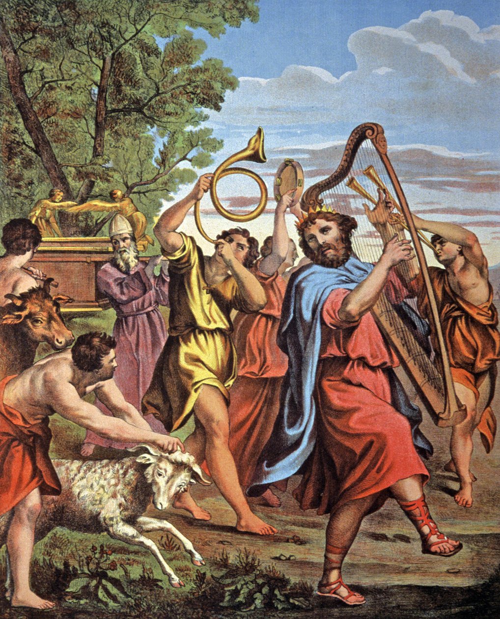 König David bringt die Bundeslade zurück, Mitte des 19. Jahrhunderts von Domenichino (1581 1641) (after)