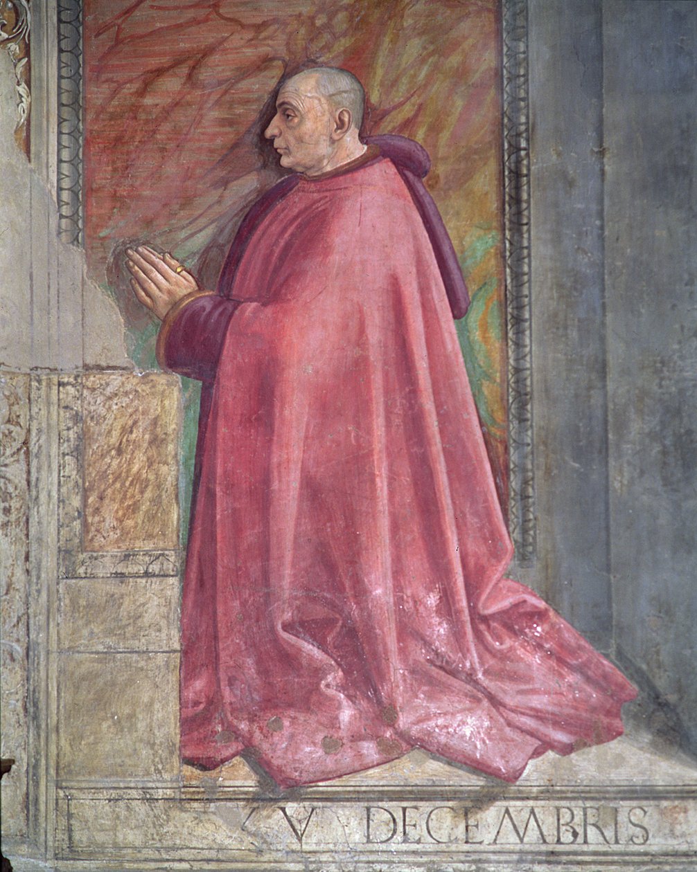 Porträt von Francesco Sassetti, aus dem Zyklus des Heiligen Franziskus, Sassetti-Kapelle (Detail) von Domenico Ghirlandaio