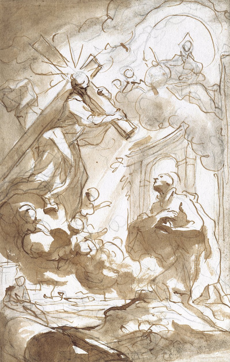 Christus, der das Kreuz trägt, erscheint dem heiligen Ignatius von Loyola von Domenico the Elder Piola