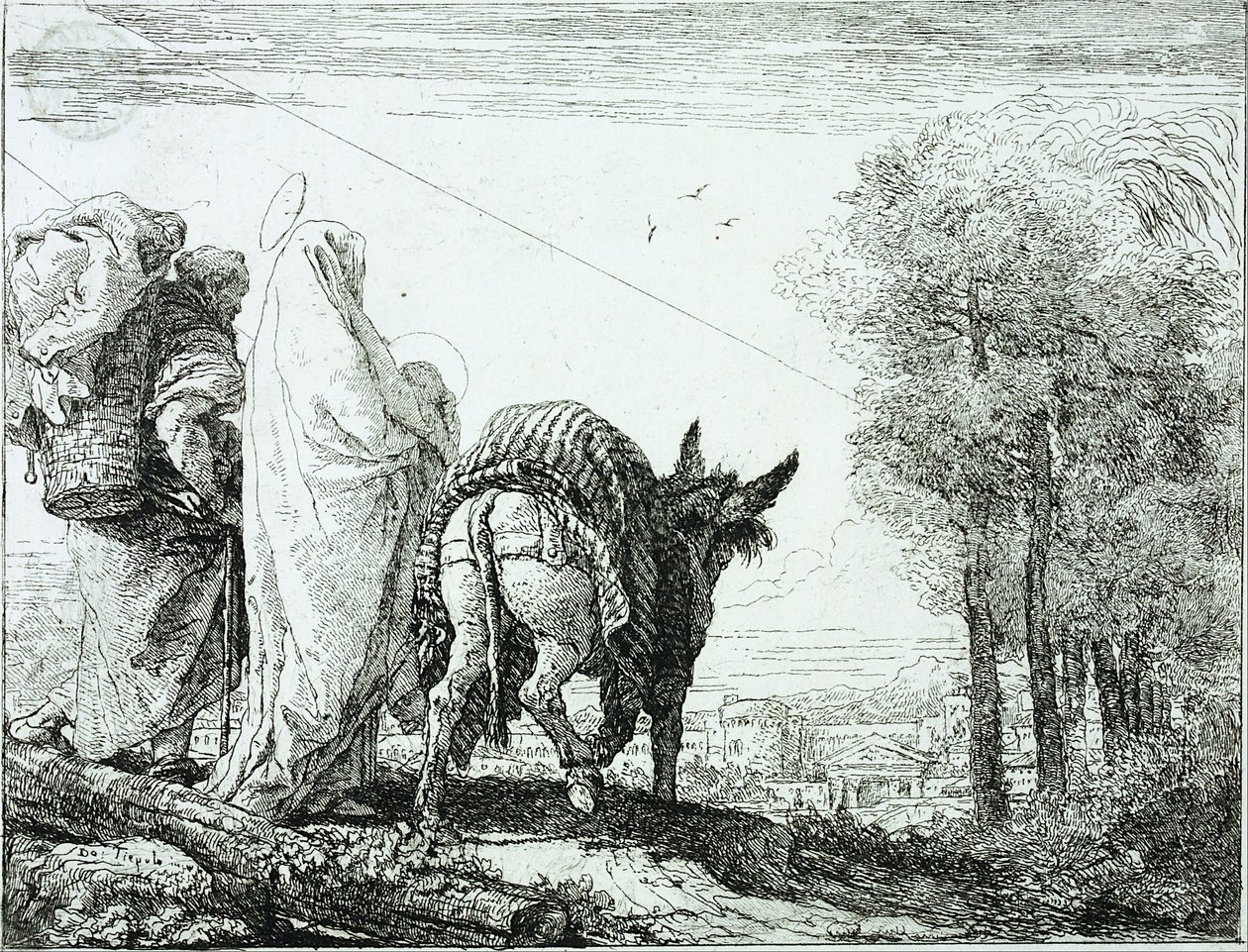 Die Flucht nach Ägypten von Domenico Tiepolo