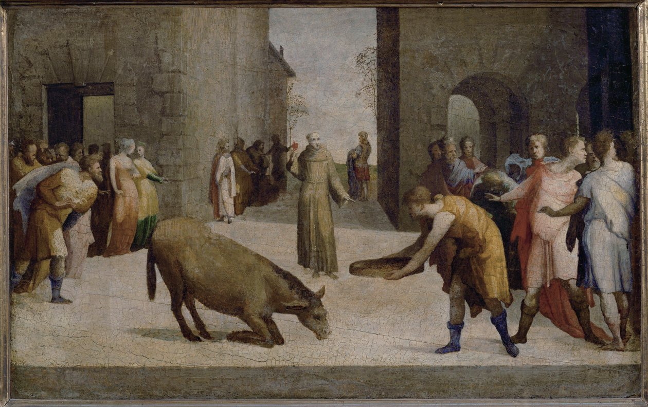 Der heilige Antonius von Padua und das Wunder des Maultiers von Domenico Beccafumi