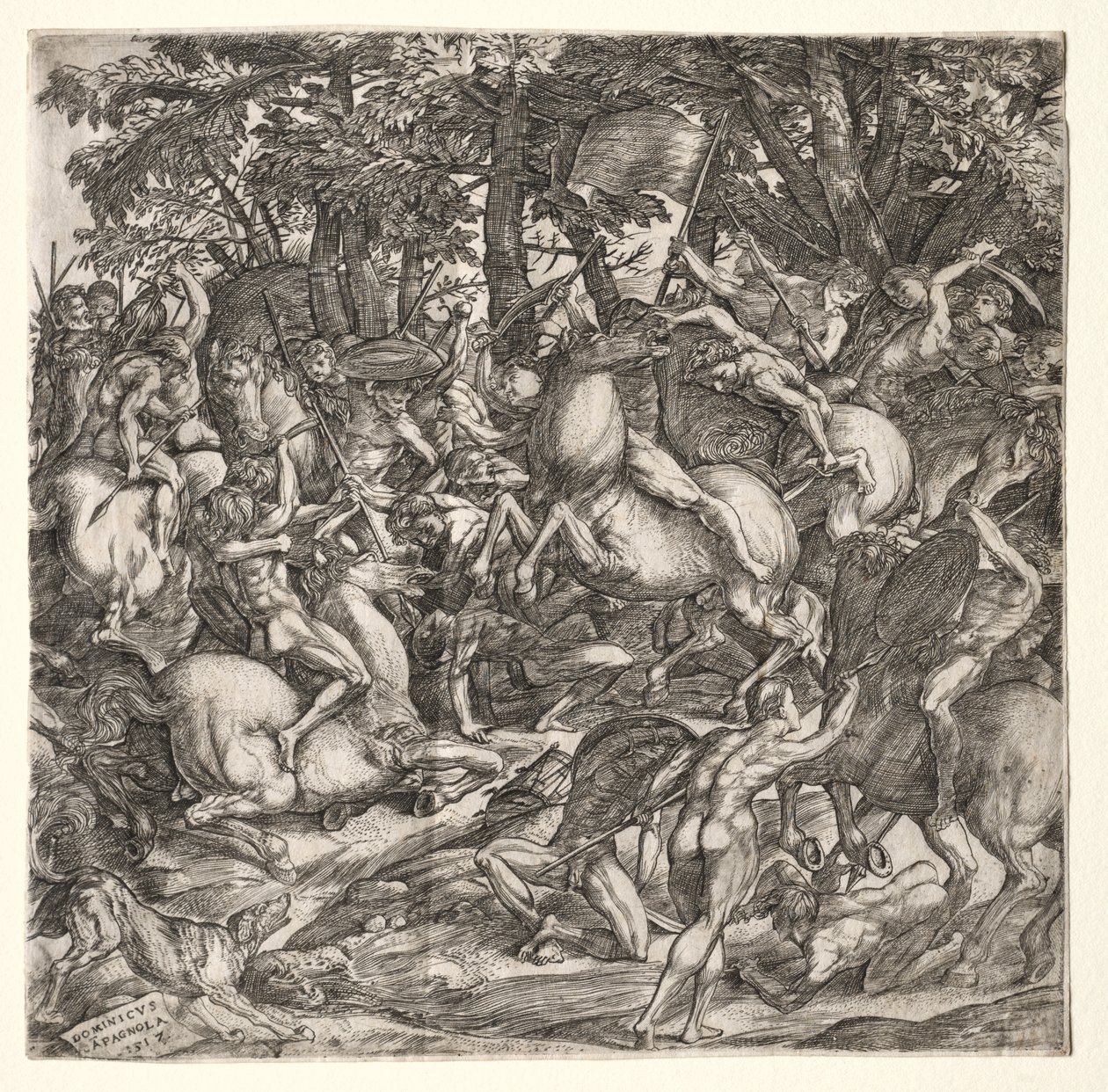 Schlacht der nackten Männer von Domenico Campagnola