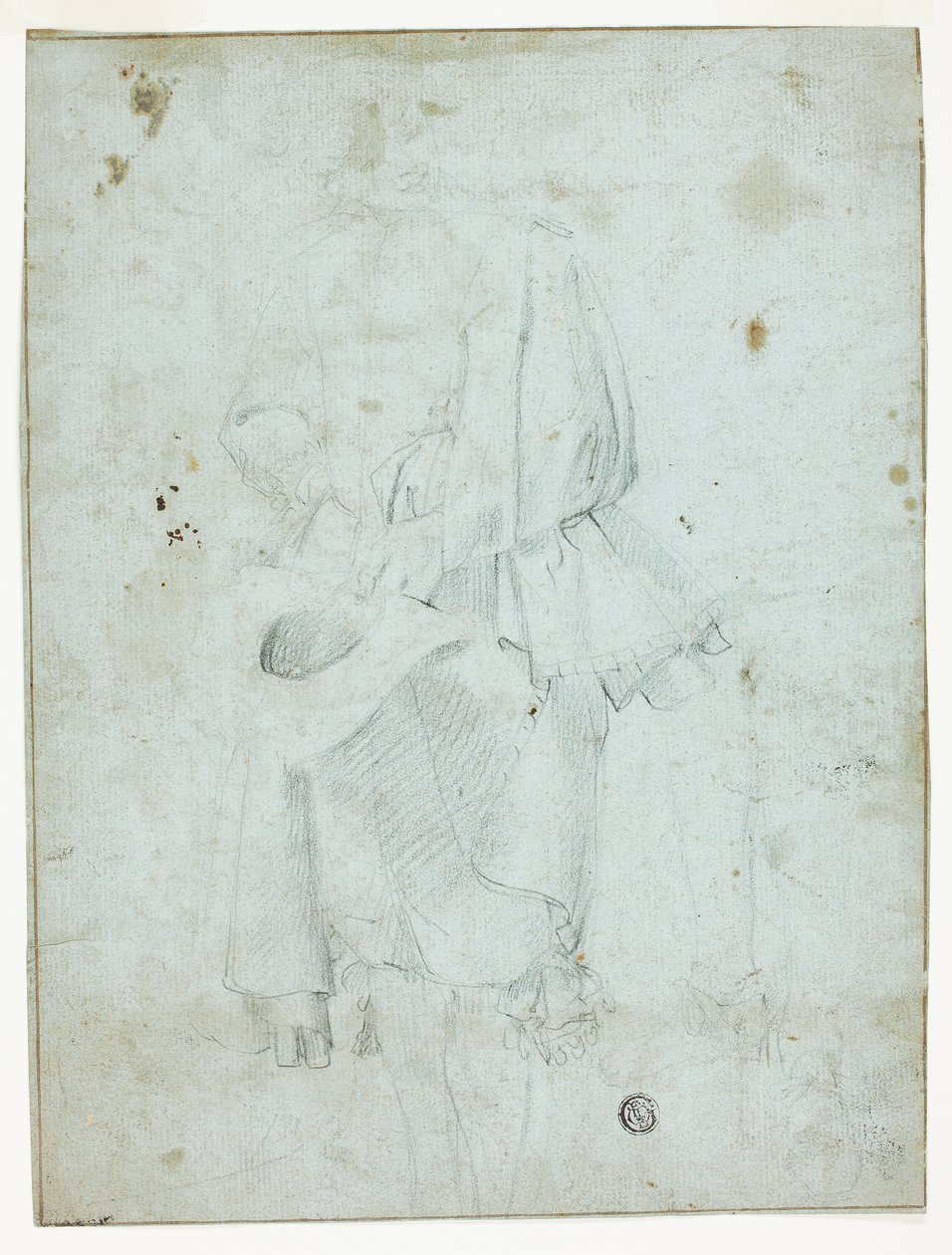Stehender Jüngling mit Hut und Skizze von Beinen von Domenico Fiasella